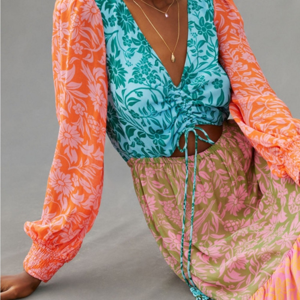 FARM Rio Floral Maxi Dress - Orange, Blue, Pink, Green